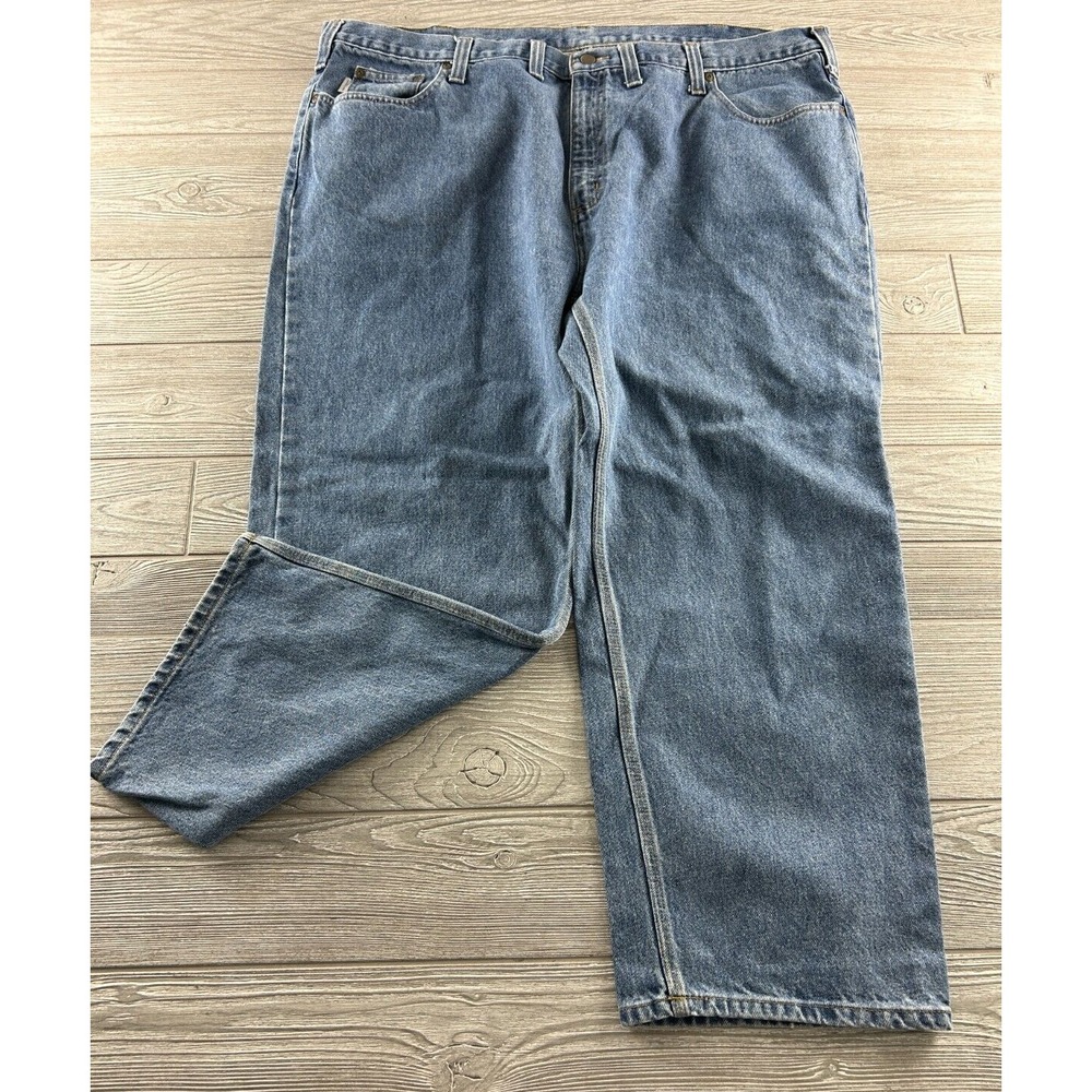 Carhartt Mens Relaxed Fit Straight Leg Work Jeans Medium Wash Blue 45x28
